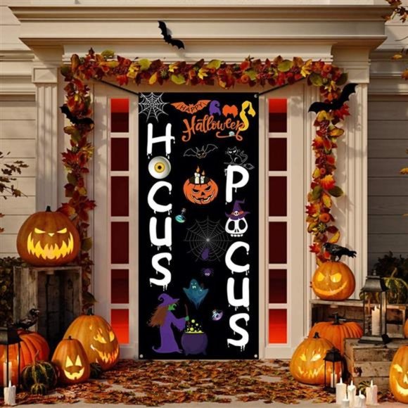 Cuscino Halloween Con Federa 45x45 Cm - Copricuscino In Cotone E Lino Hocus Pocus, Regalo Decorativo
